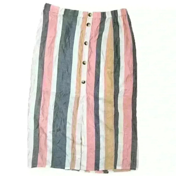 Olive and Oak  Striped Midi Skirt Size Medium - Picture 1 of 7